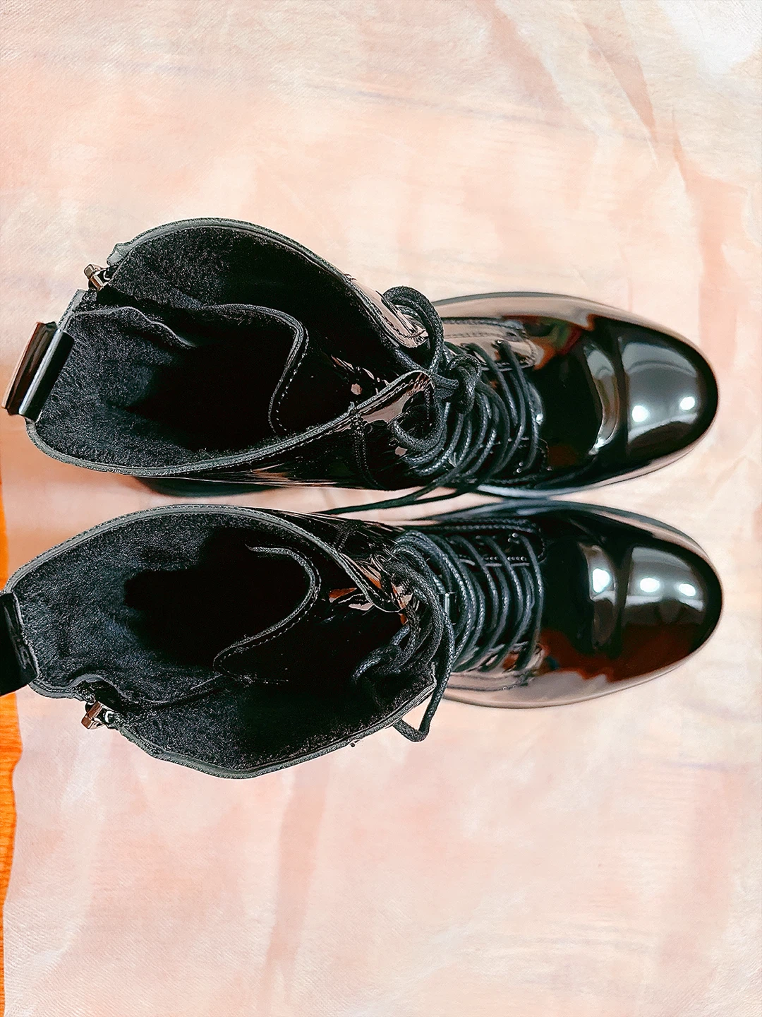 Black Patent Combat Boots Size 42 - photo 2
