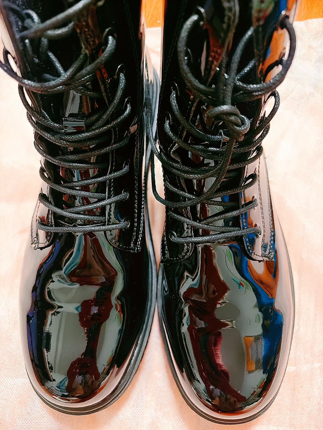 Black Patent Combat Boots Size 42 - photo 3