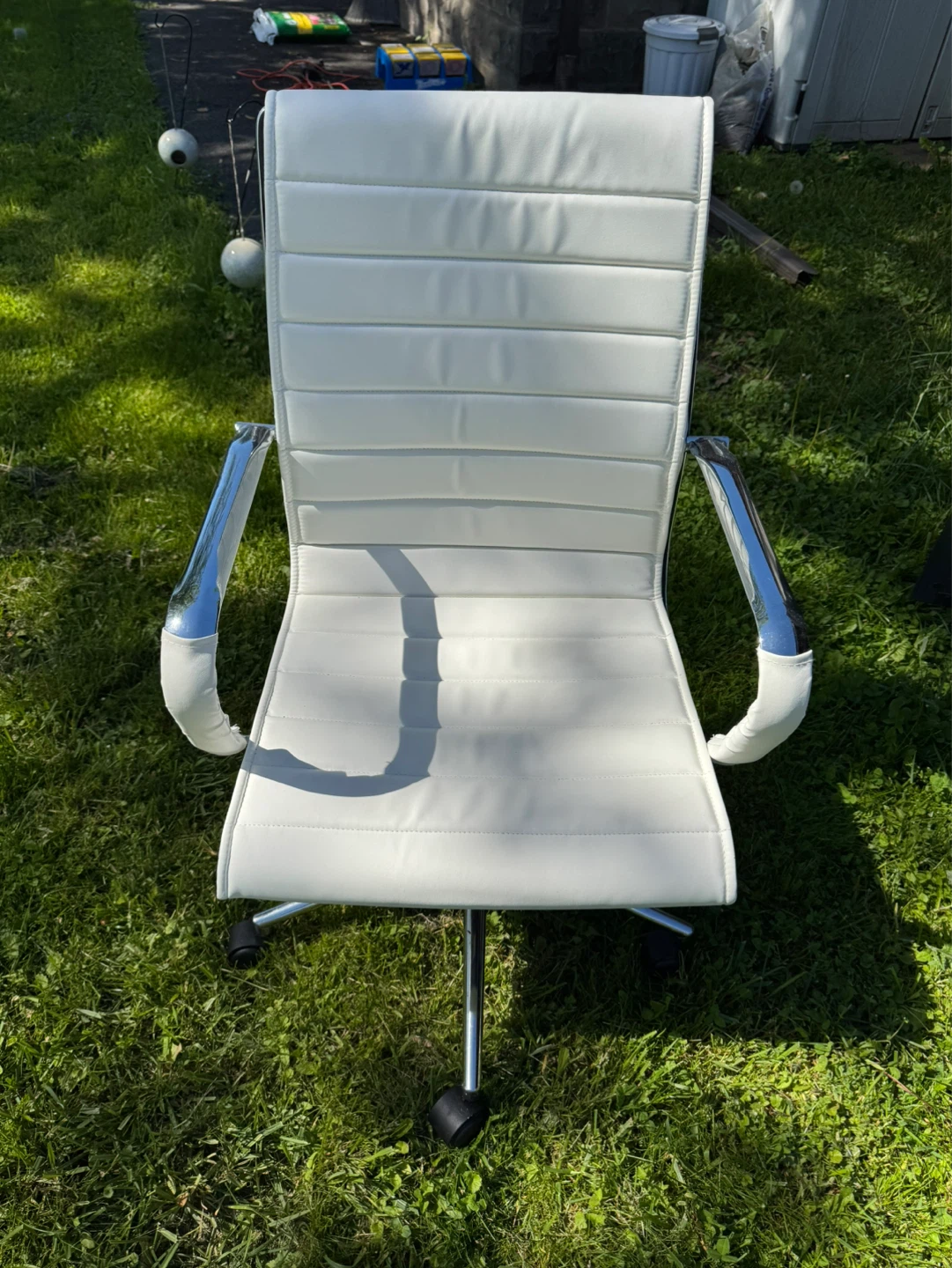 White Faux Leather Office Chair - photo 3
