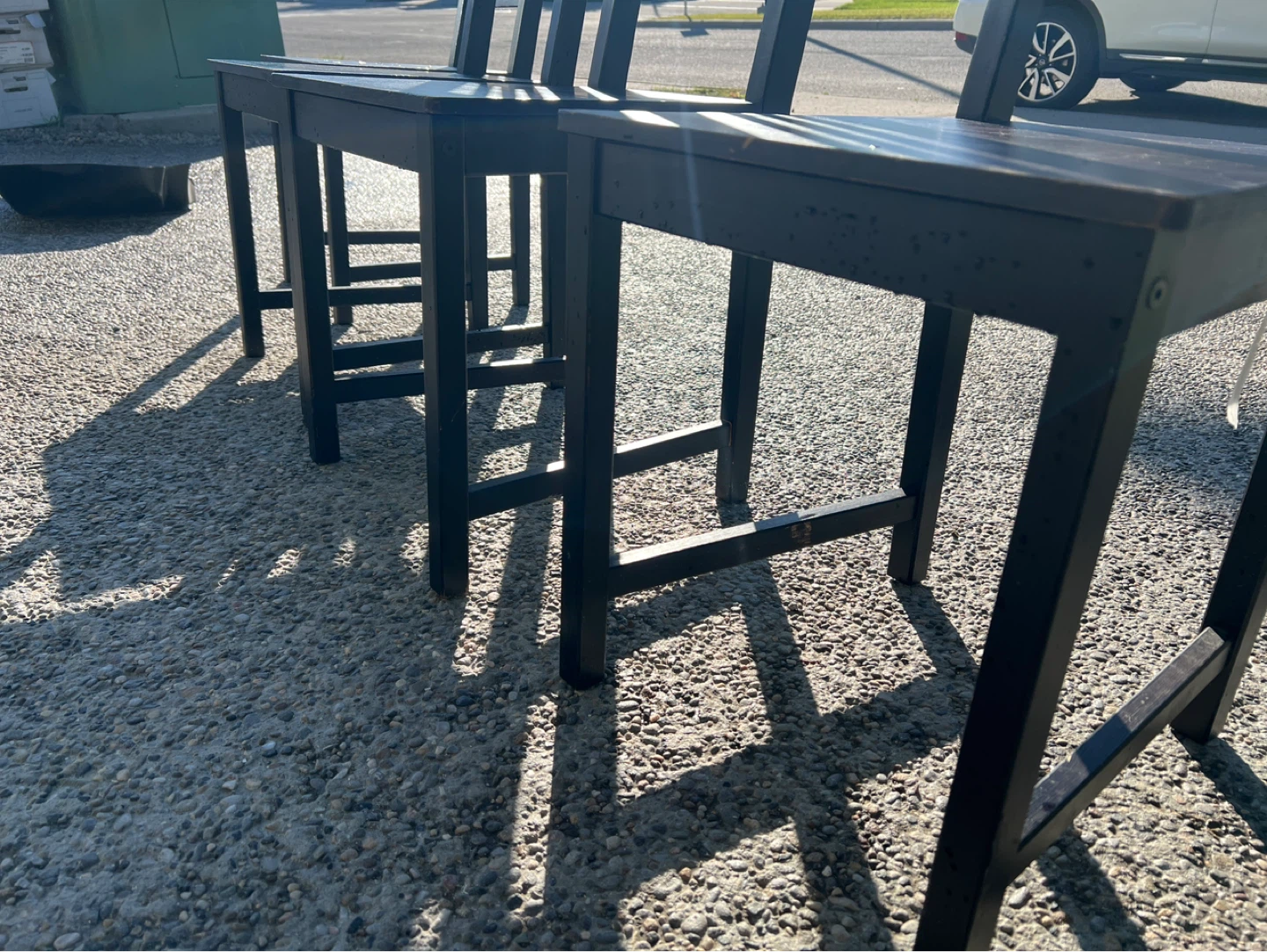 Set of 4 Black Wooden Dining Chairs and a white table - photo 3