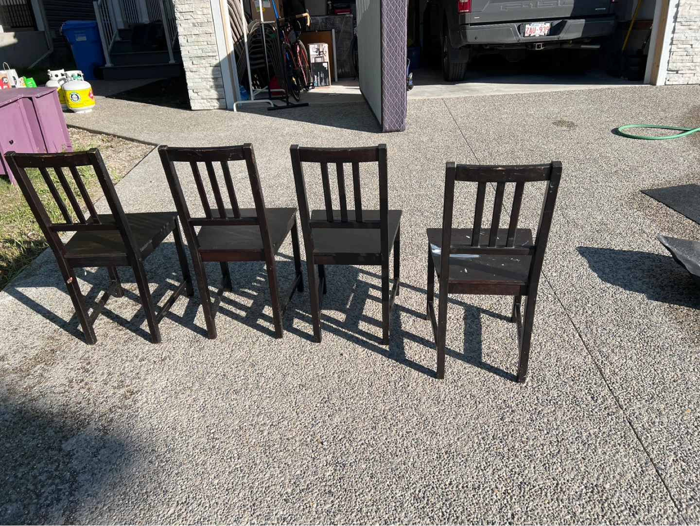 Set of 4 Black Wooden Dining Chairs and a white table - photo 5
