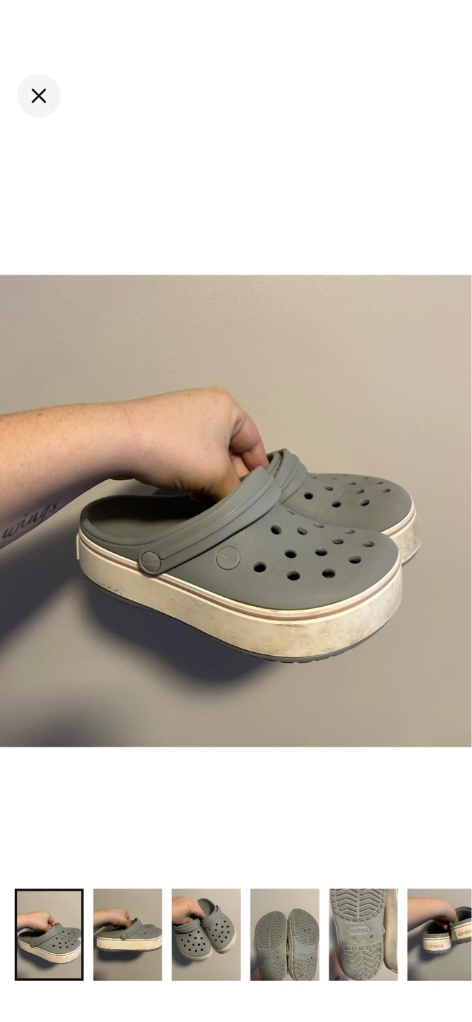 Crocs Platform Clogs Grey Size 6
