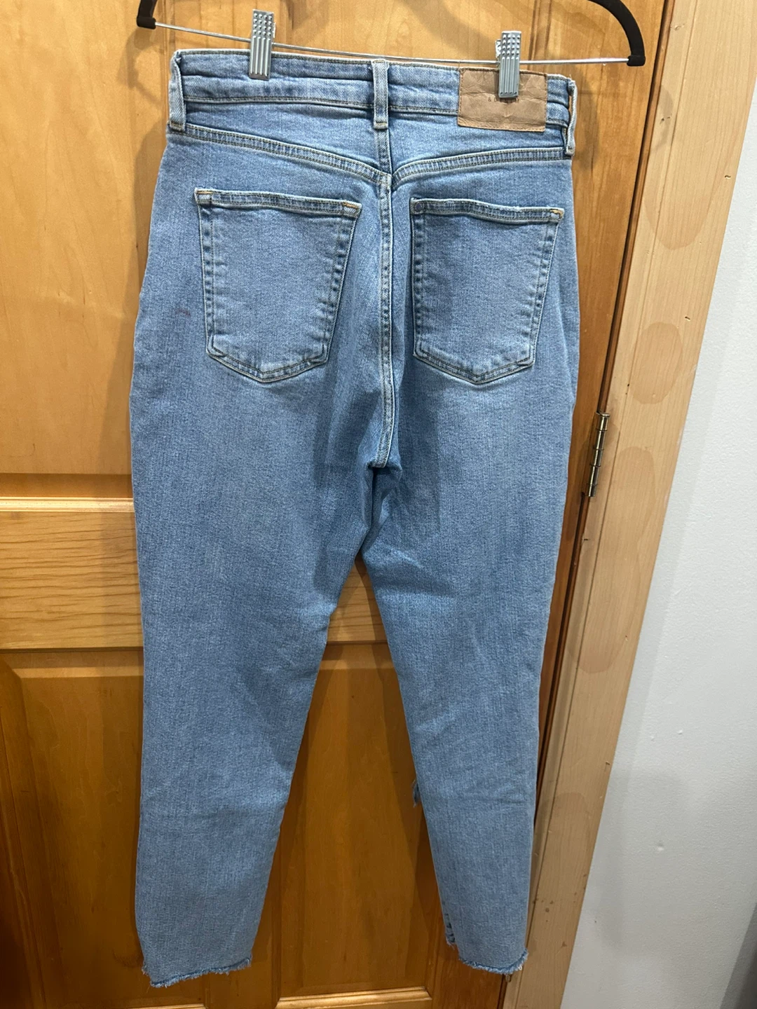Light Wash Distressed Straight Leg Jeans - photo 2