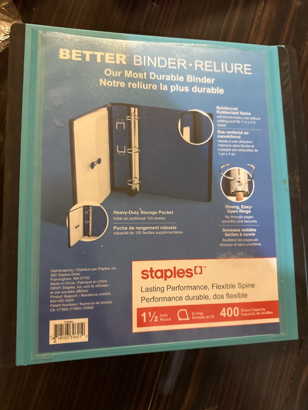 Staples Better Binder Reliure 1 1/2 inch D-ring - photo 2