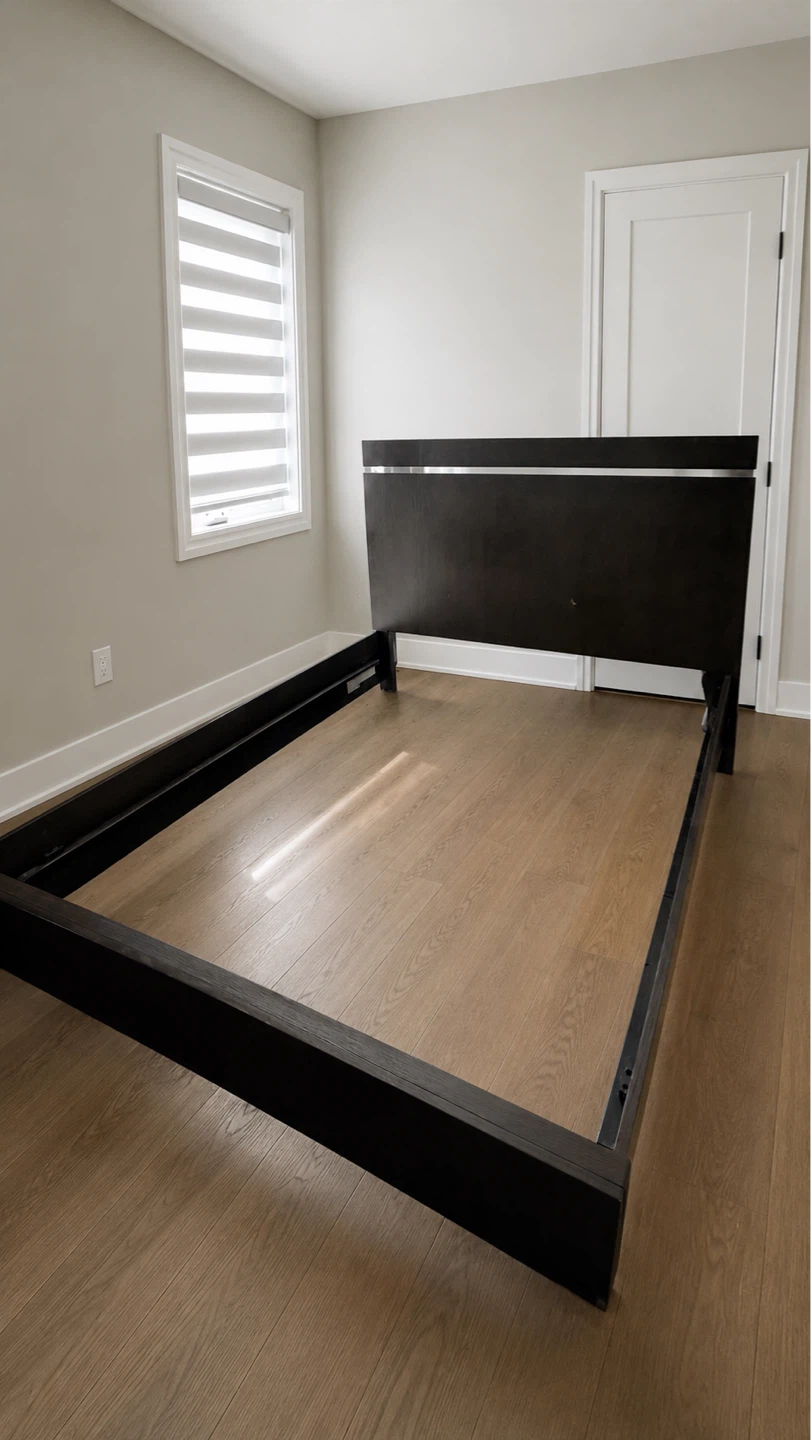 Queen Size Dark Wood Bed Frame – Modern Platform Style