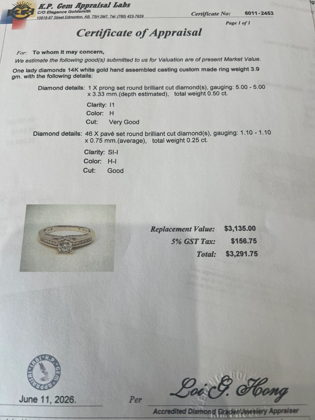 14K Gold Diamond Engagement Ring w/appraisal - photo 5