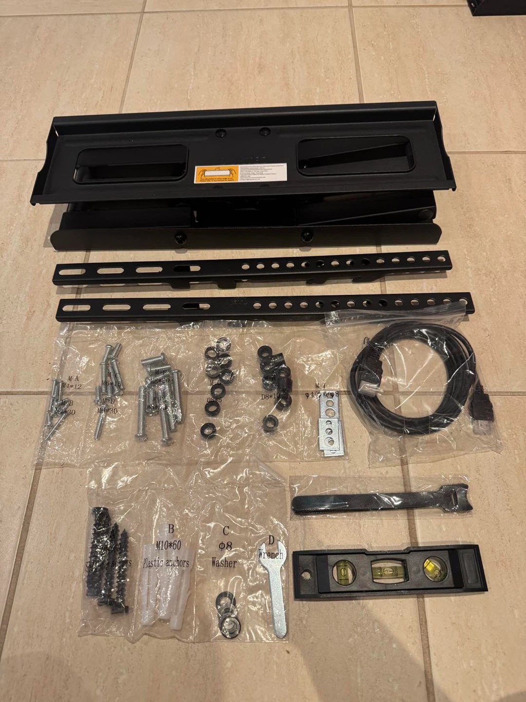 Black Articulating TV Wall Mount with Hardware - photo 5