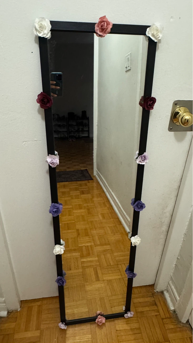 Decorative Full-Length Mirror with Flowers
