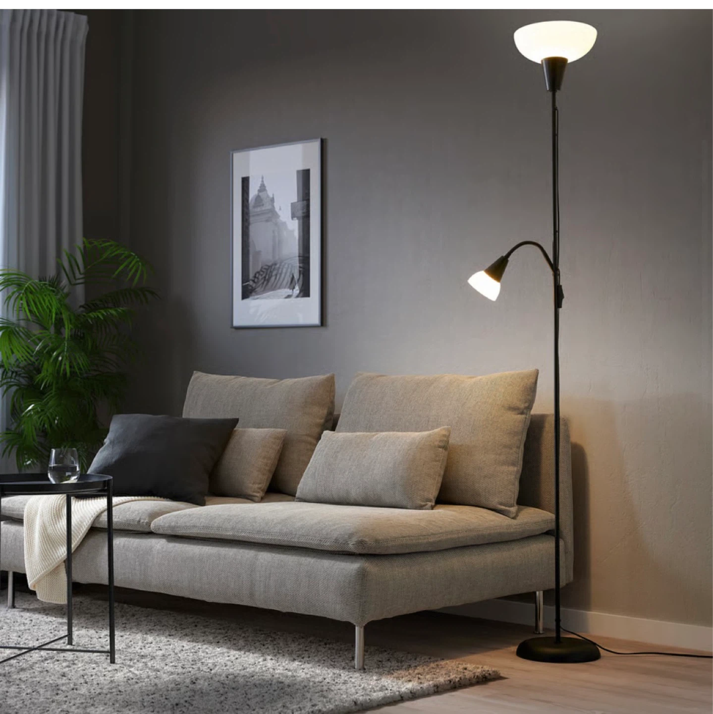Black Floor Lamp with Reading Light
