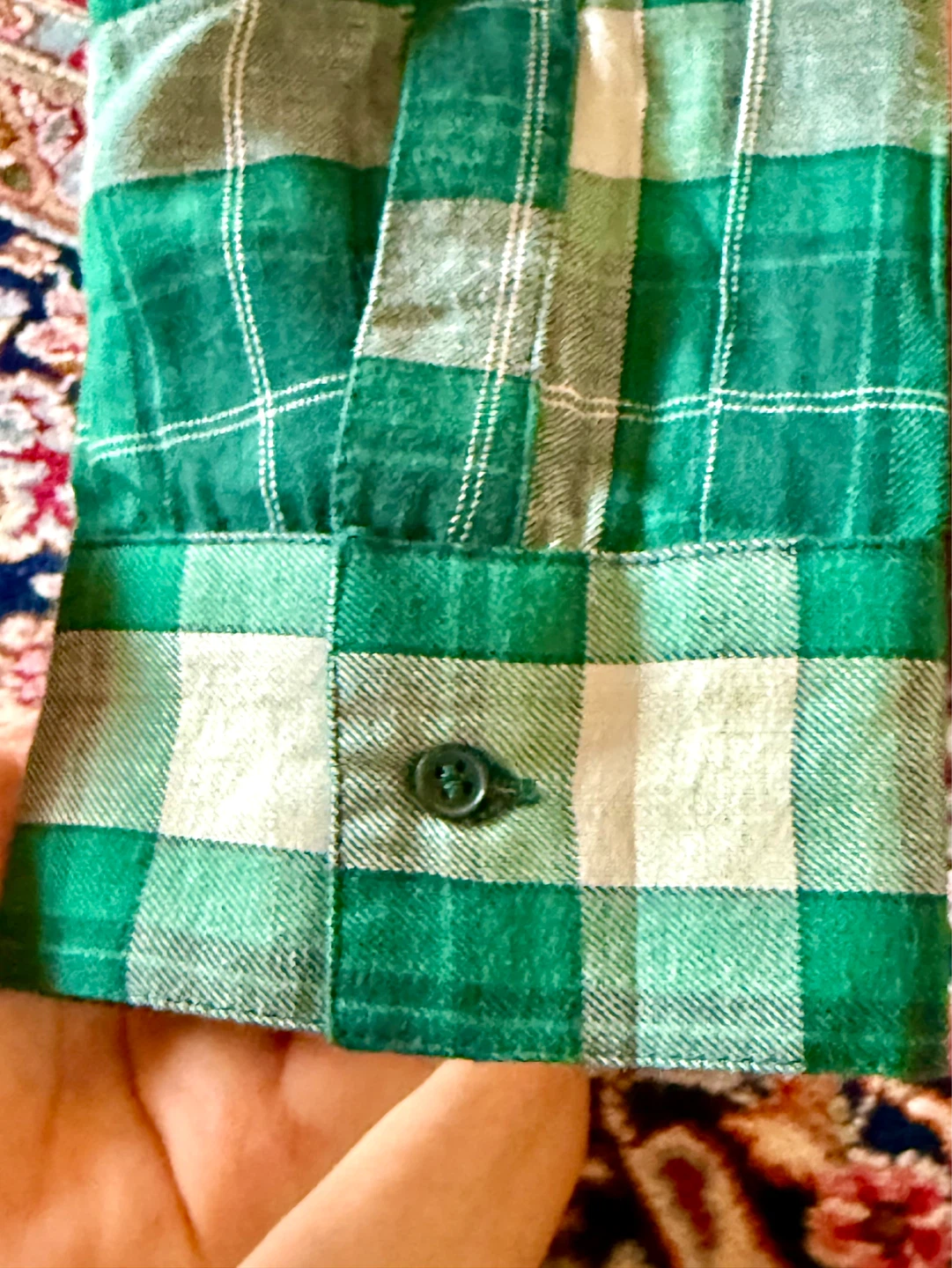 H&M Divided Cropped Cotton Green Flannel Shirt - photo 5