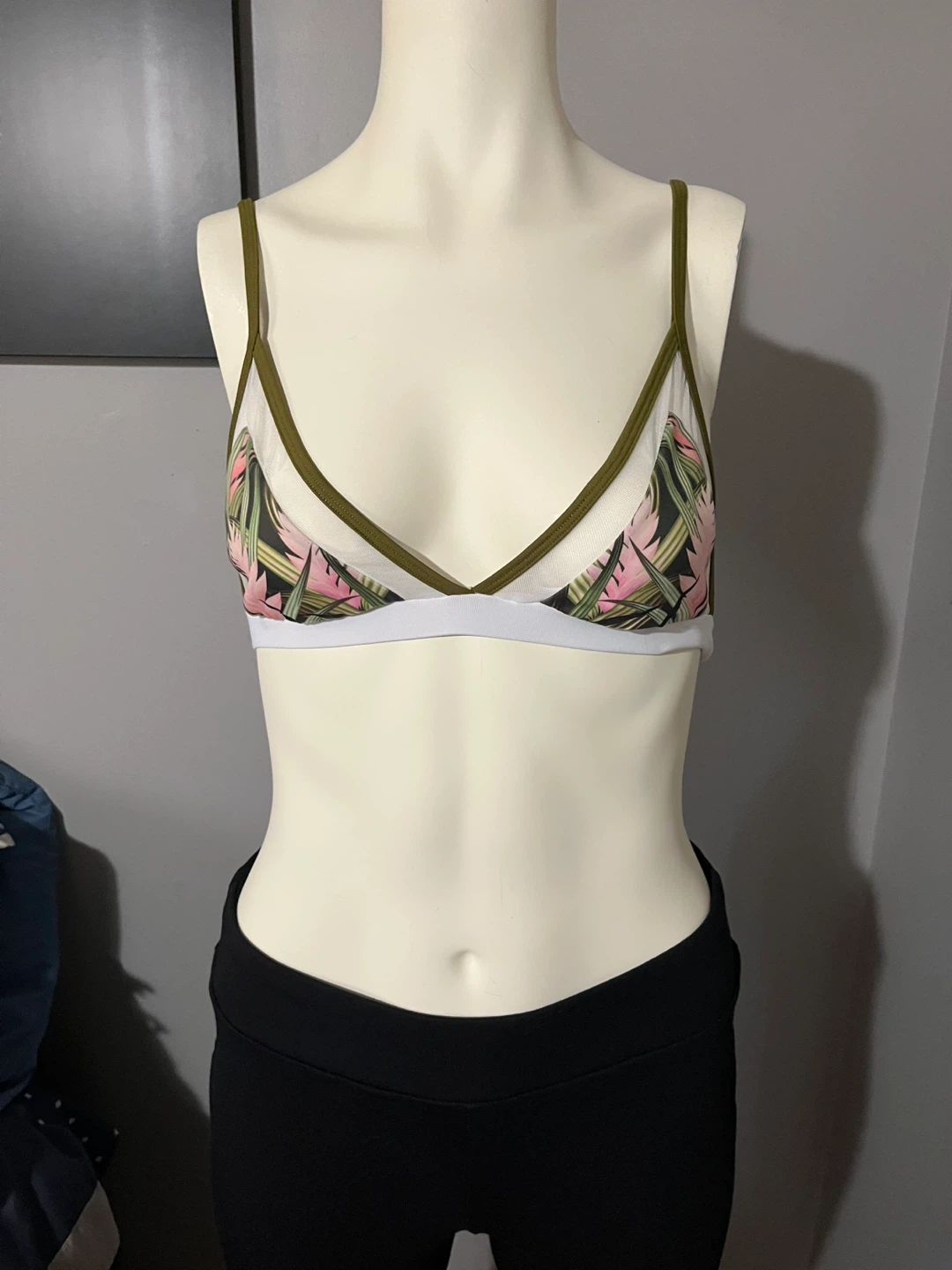 Tropical Print Mesh Bikini top small size