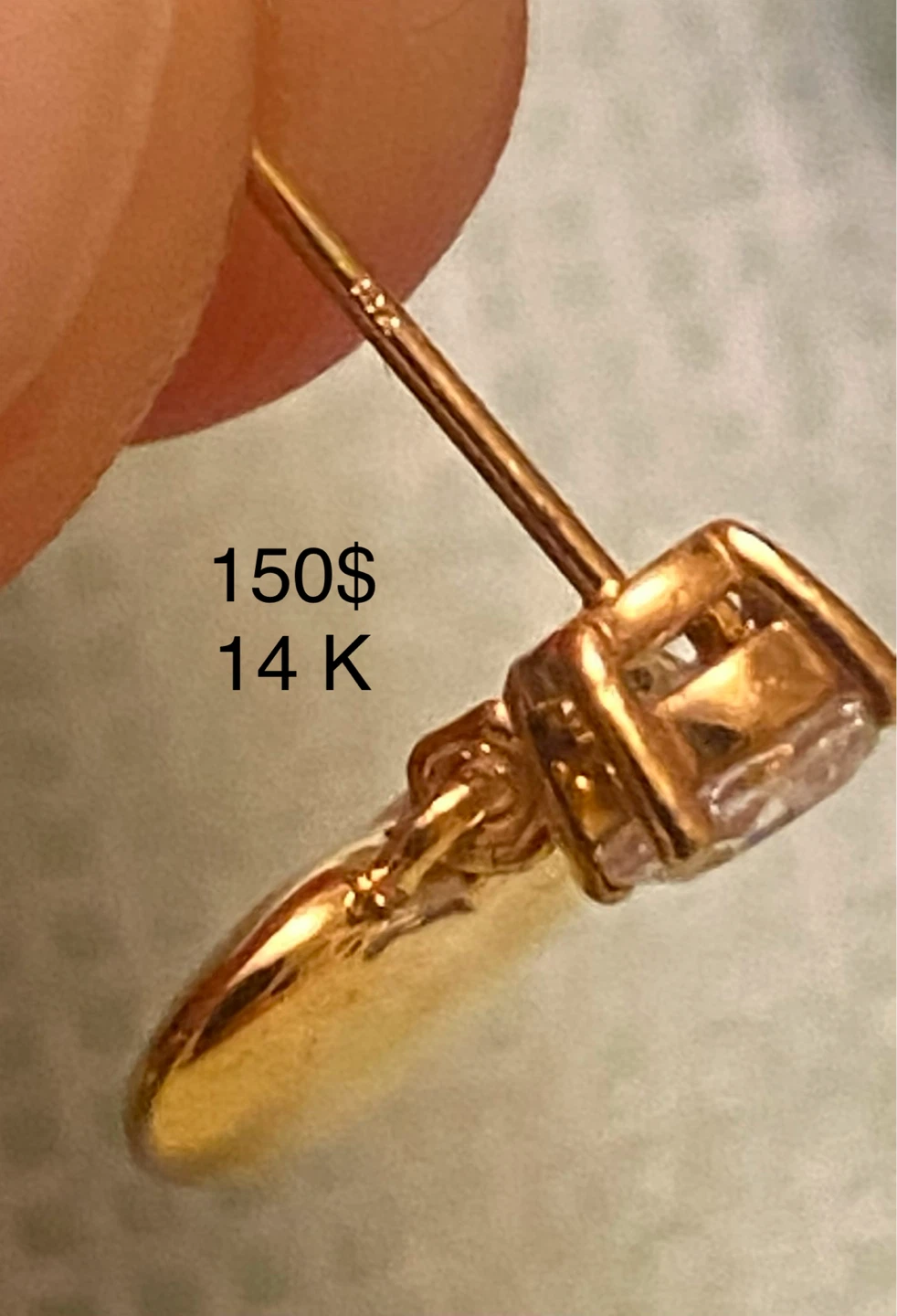 14K Gold Heart Stud Earrings with Moissanite Accents - photo 3