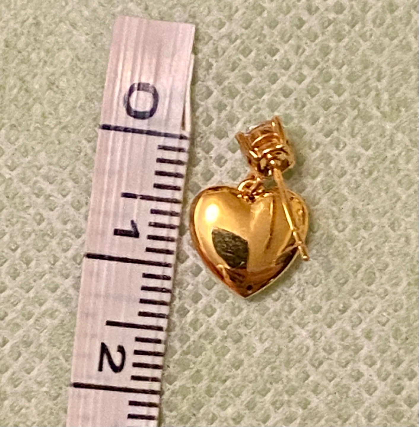 14K Gold Heart Stud Earrings with Moissanite Accents - photo 5