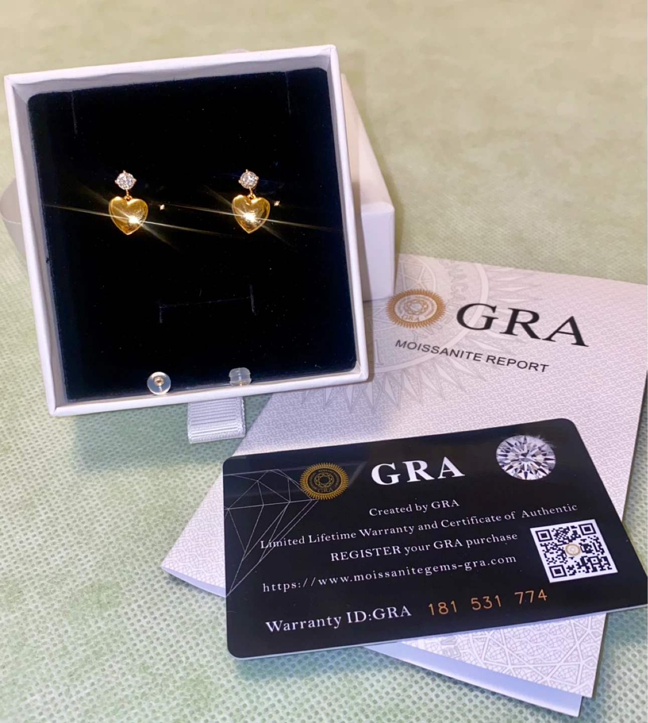 14K Gold Heart Stud Earrings with Moissanite Accents