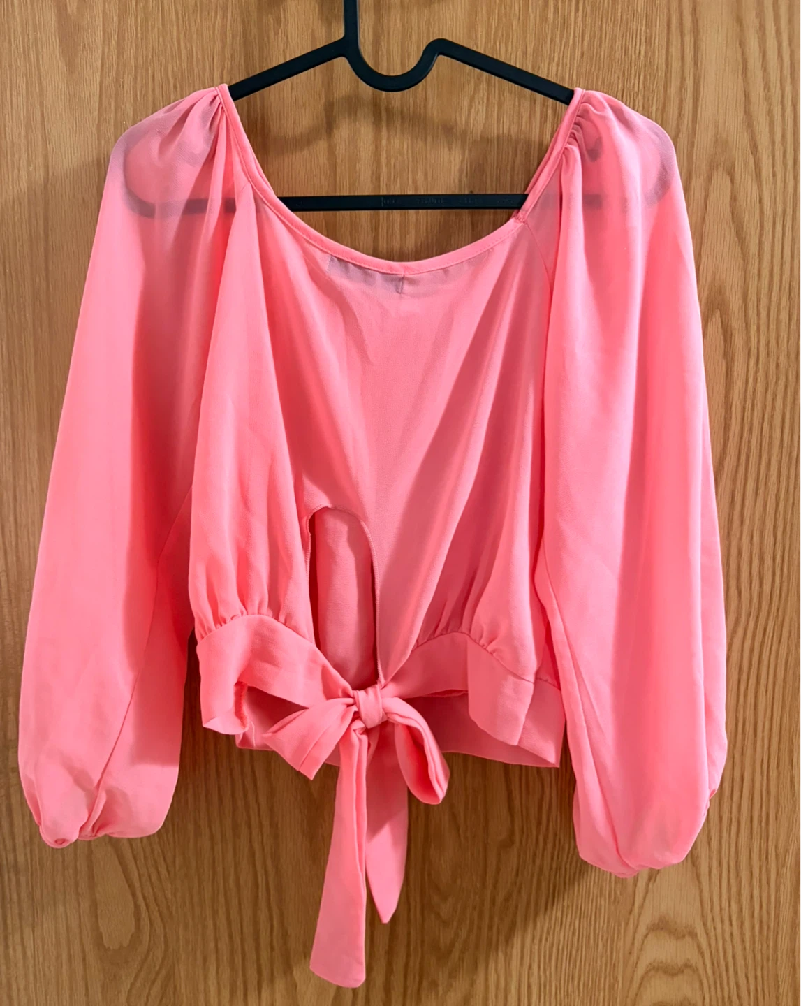 Pink Sheer Tie-Front Blouse - photo 2
