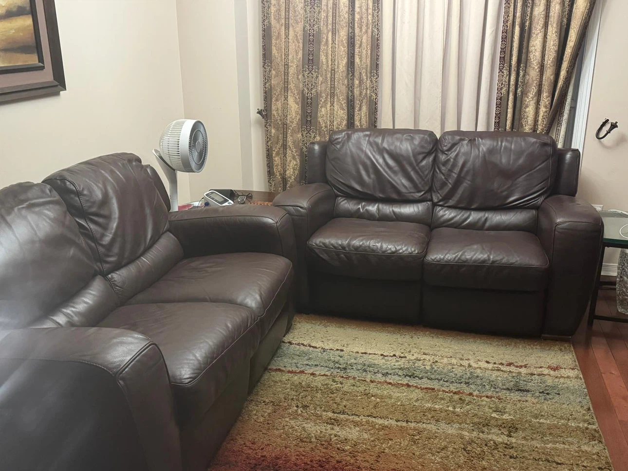 Dark Brown Leather Loveseat Recliner - photo 2
