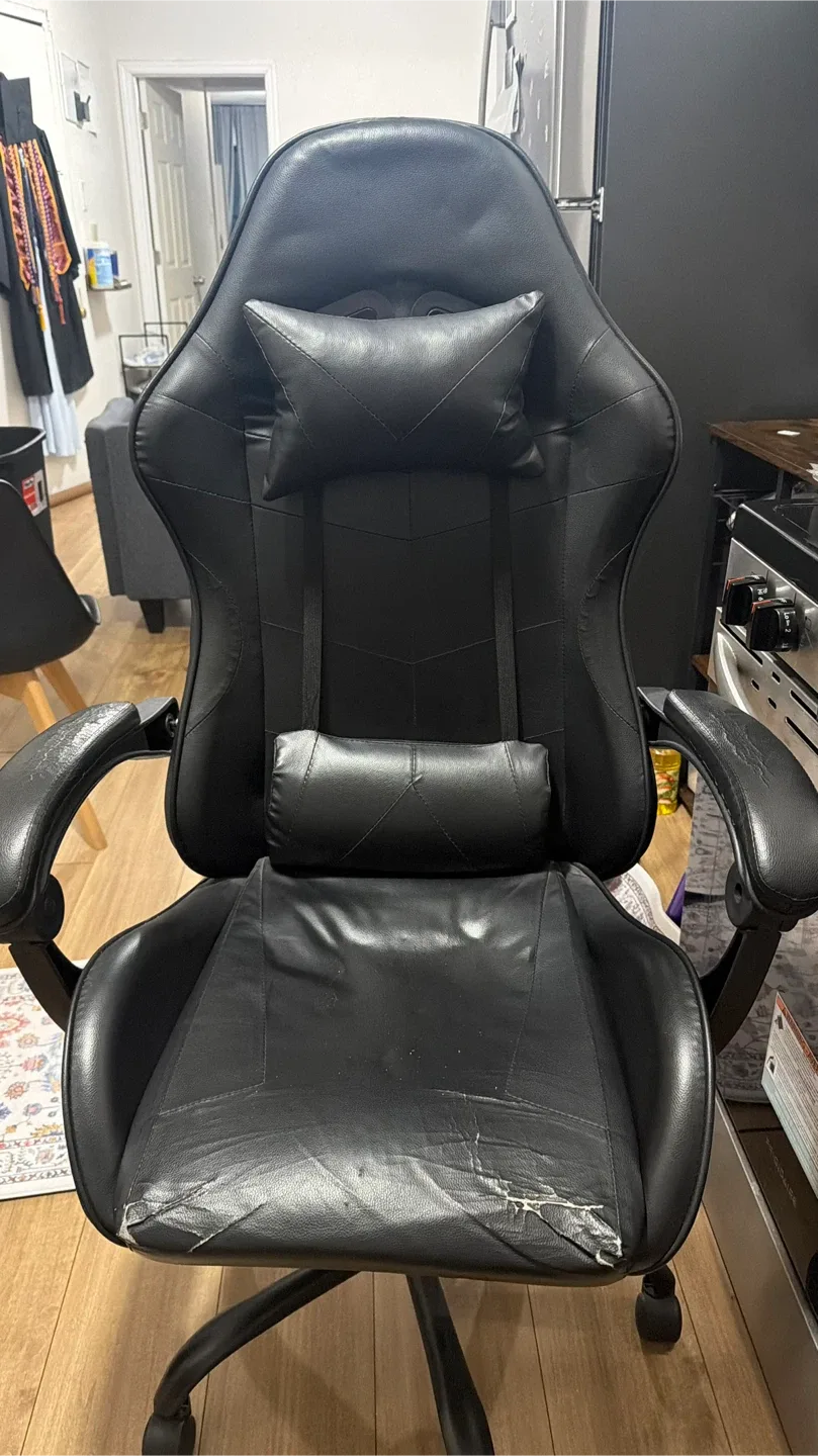 Black Gaming Chair with Lumbar and Headrest Pillows