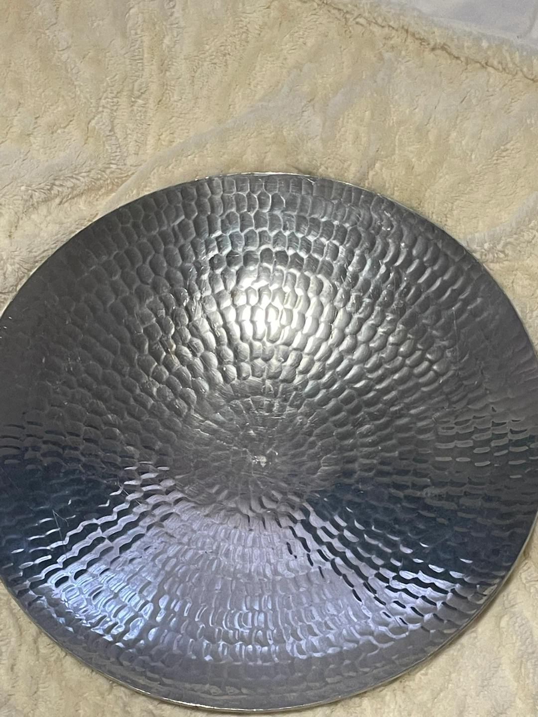An Over Sized 17inch Pounded metal Bowl