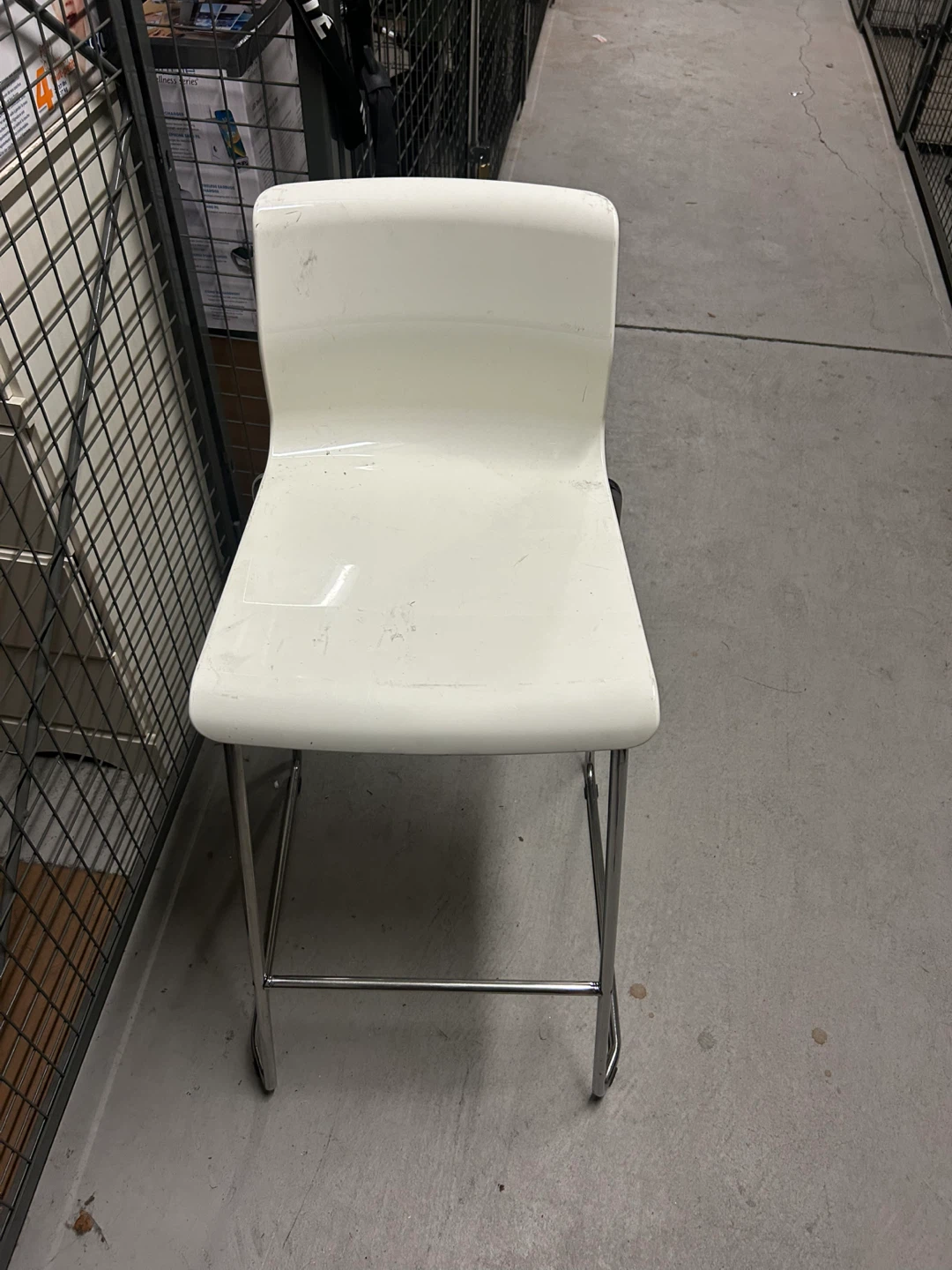 White Bar Stool with Chrome Legs