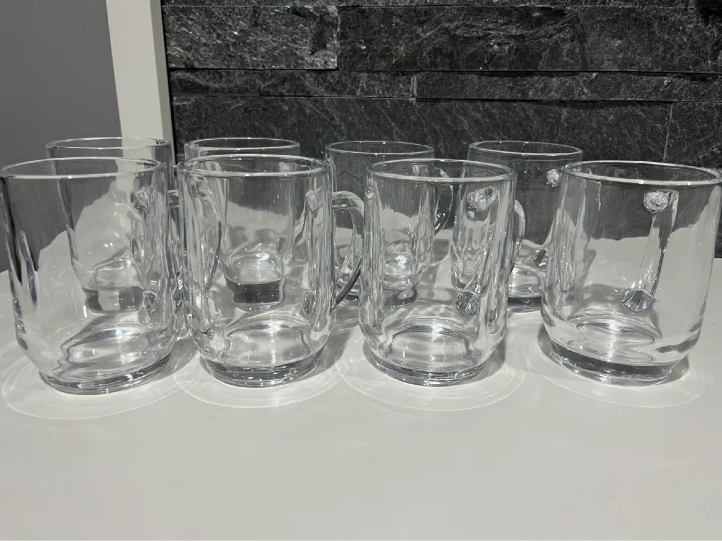 Set of 8 Clear Glass Mugs, 4” tall - photo 3