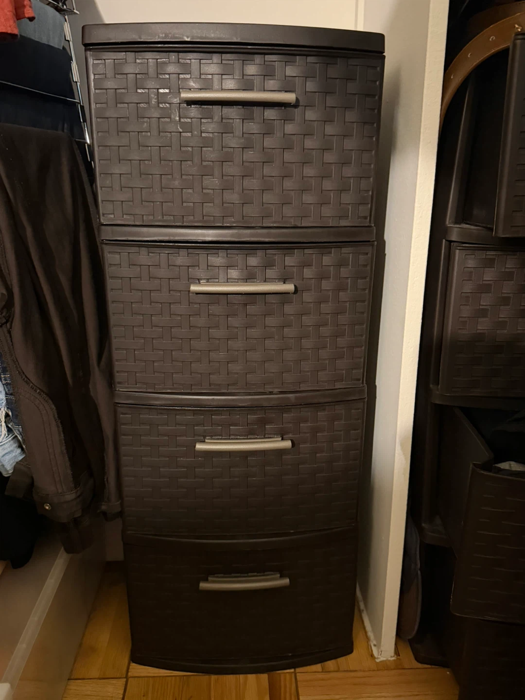 Dark Brown 4-Drawer Plastic Storage Unit