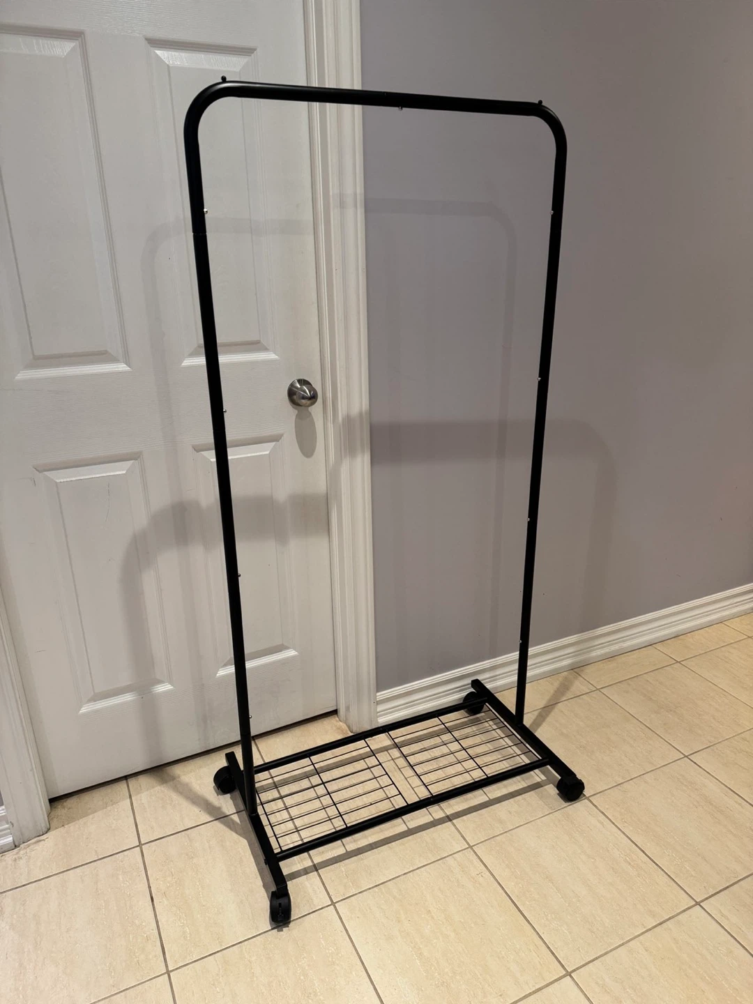 Black Metal Garment Rack with Wheels