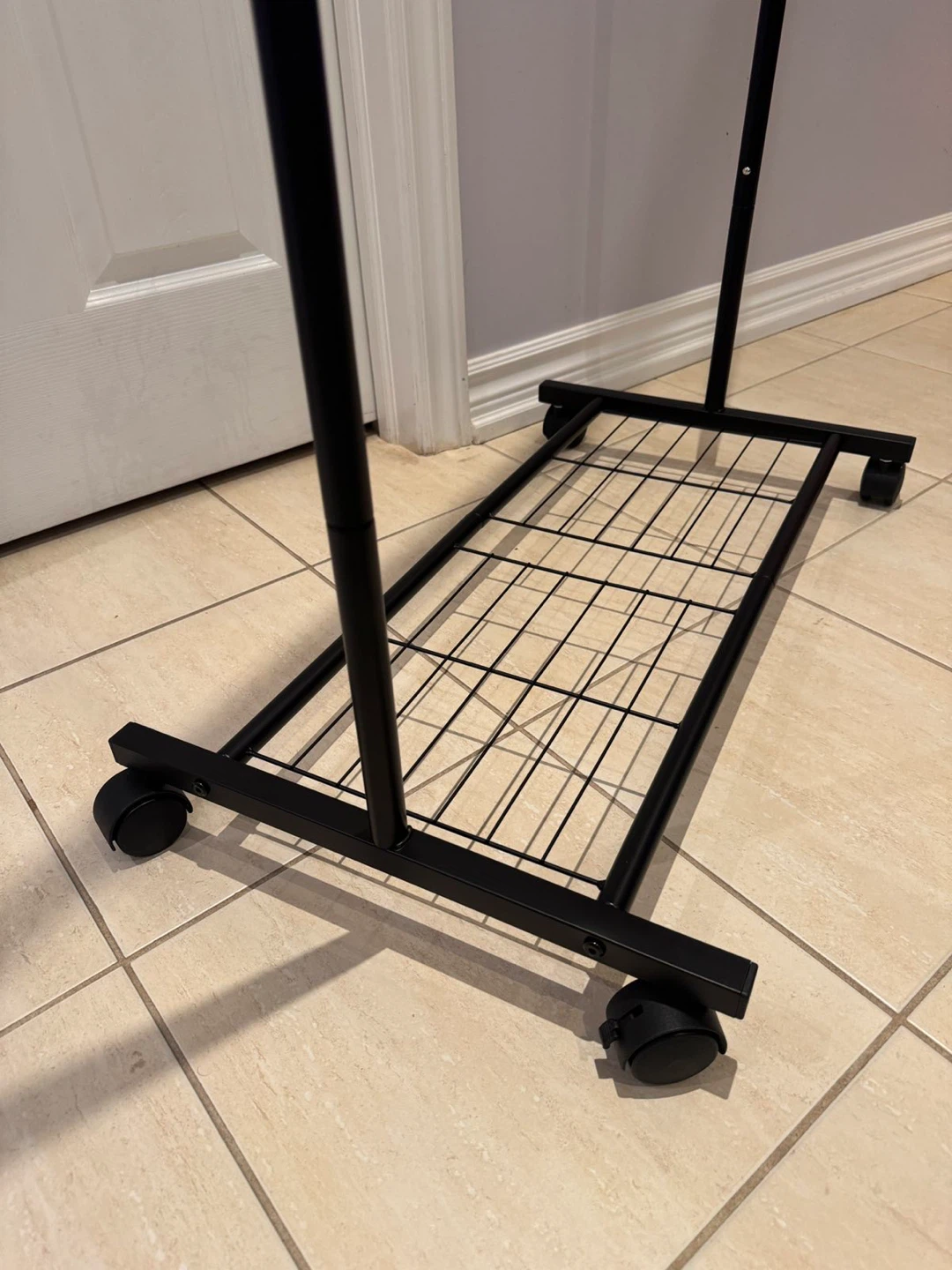 Black Metal Garment Rack with Wheels - photo 3