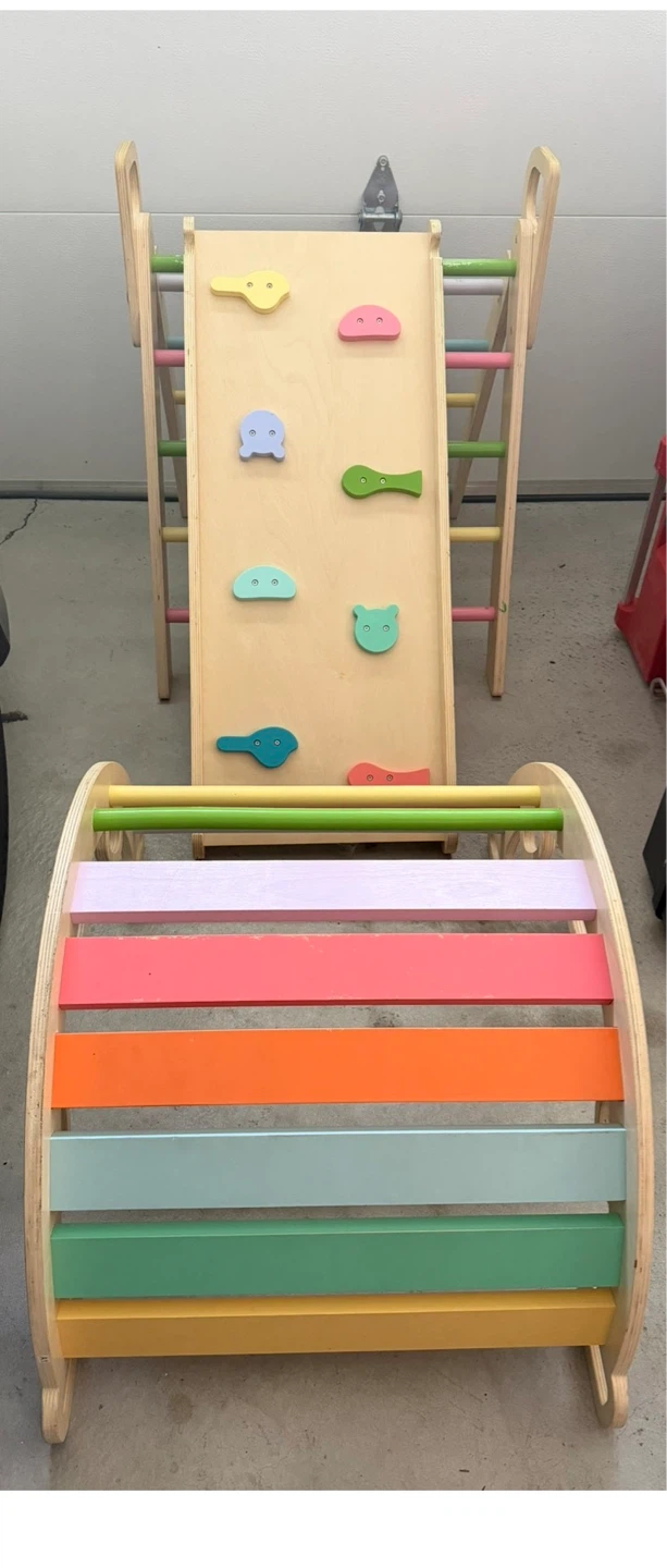 Wooden Climbing Triangle with Rock Wall and Arch - photo 4