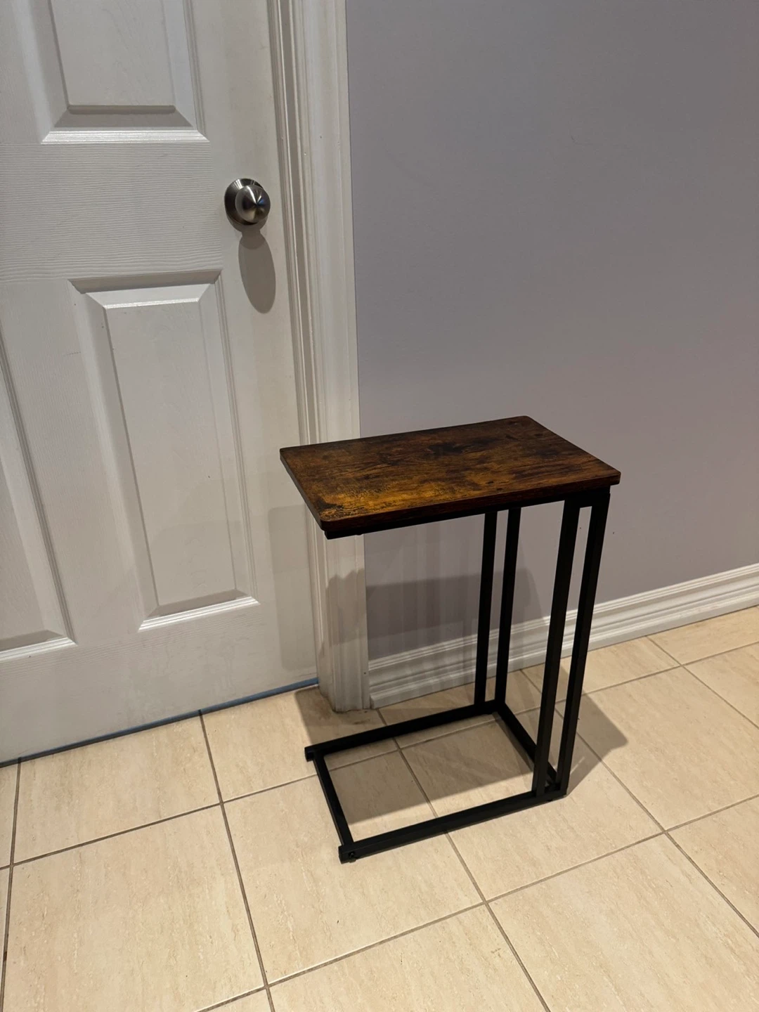 C-Table Side Table with Rustic Wood Top - photo 2