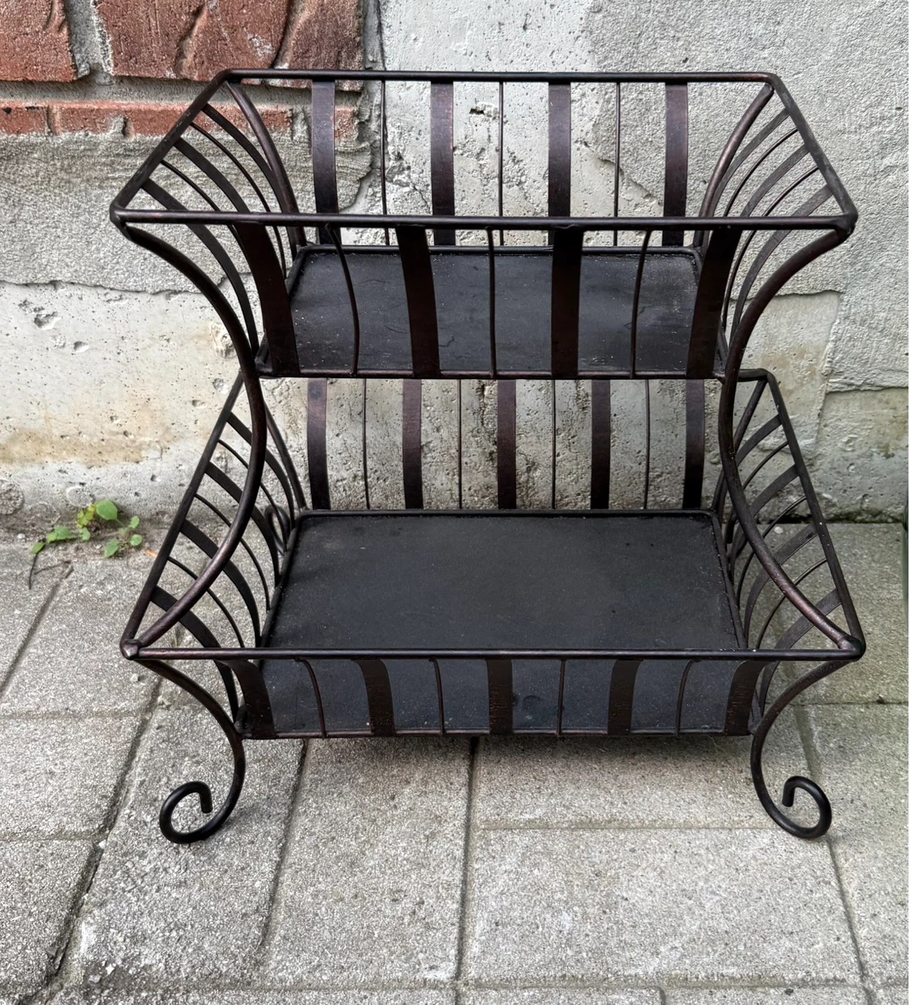 Two-Tier Metal Basket Stand