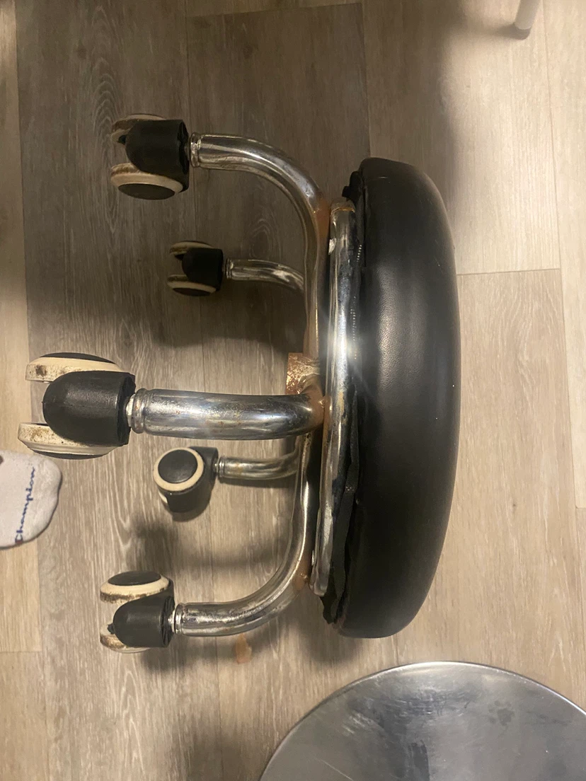 Black Swivel Stool with Wheels