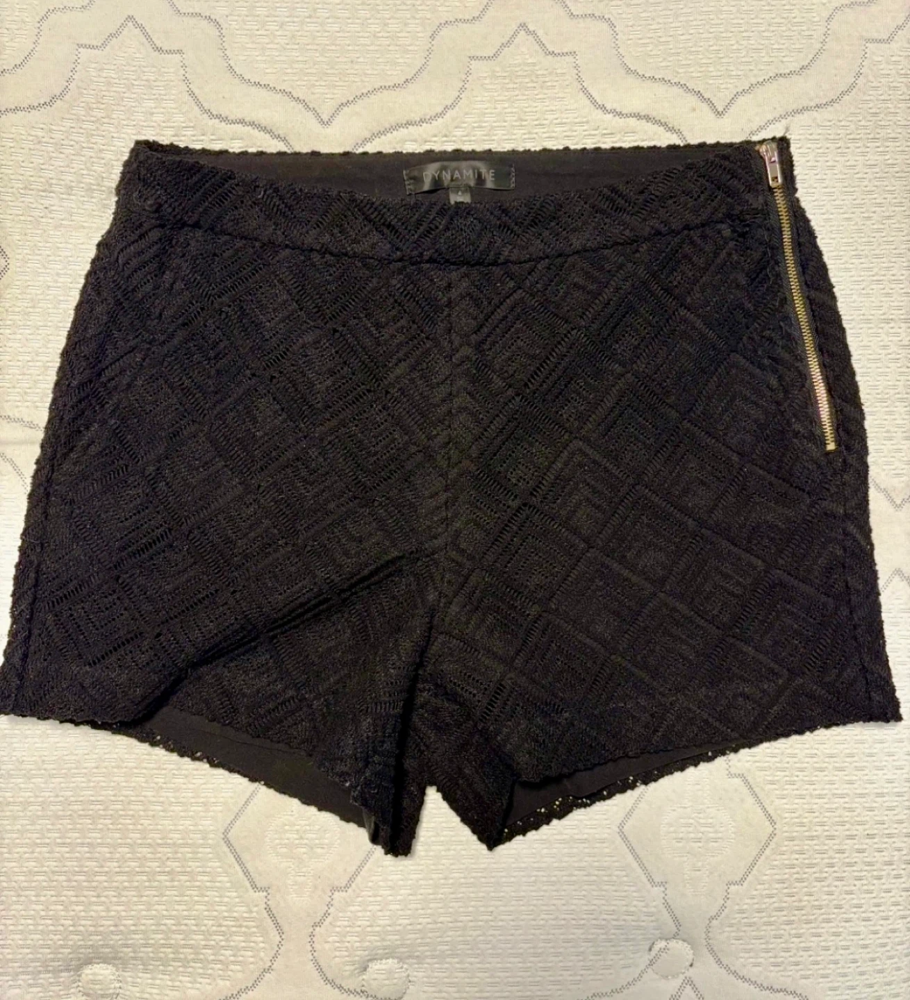 Dynamite Black Textured Shorts