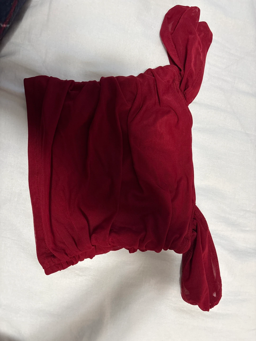Red Ruched Mesh Tank Top - photo 2