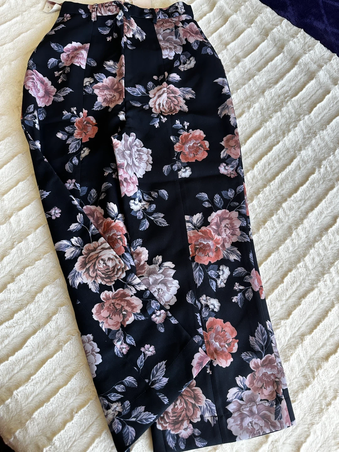 Black Floral Wide Leg Pants - photo 4