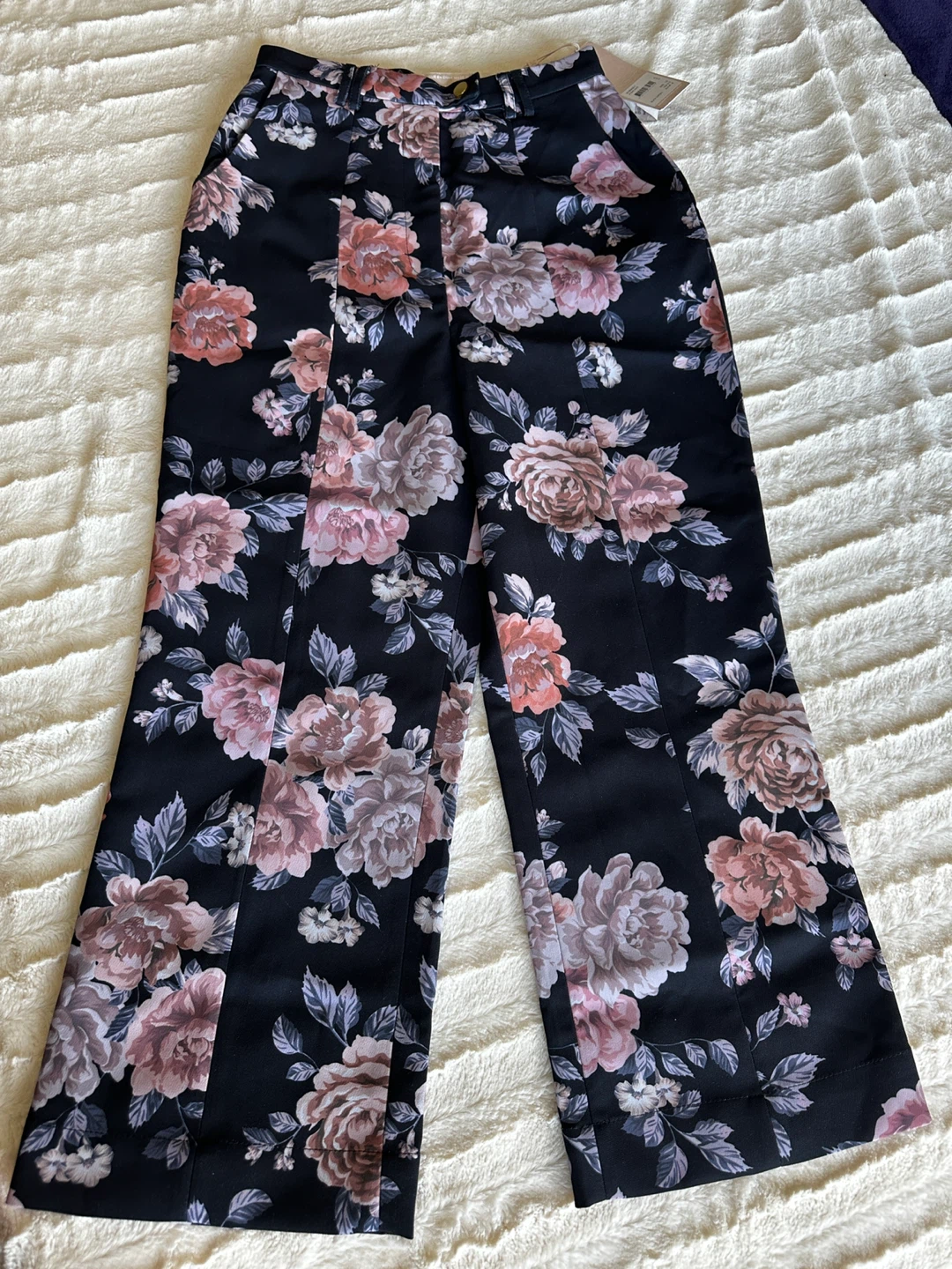 Black Floral Wide Leg Pants - photo 3