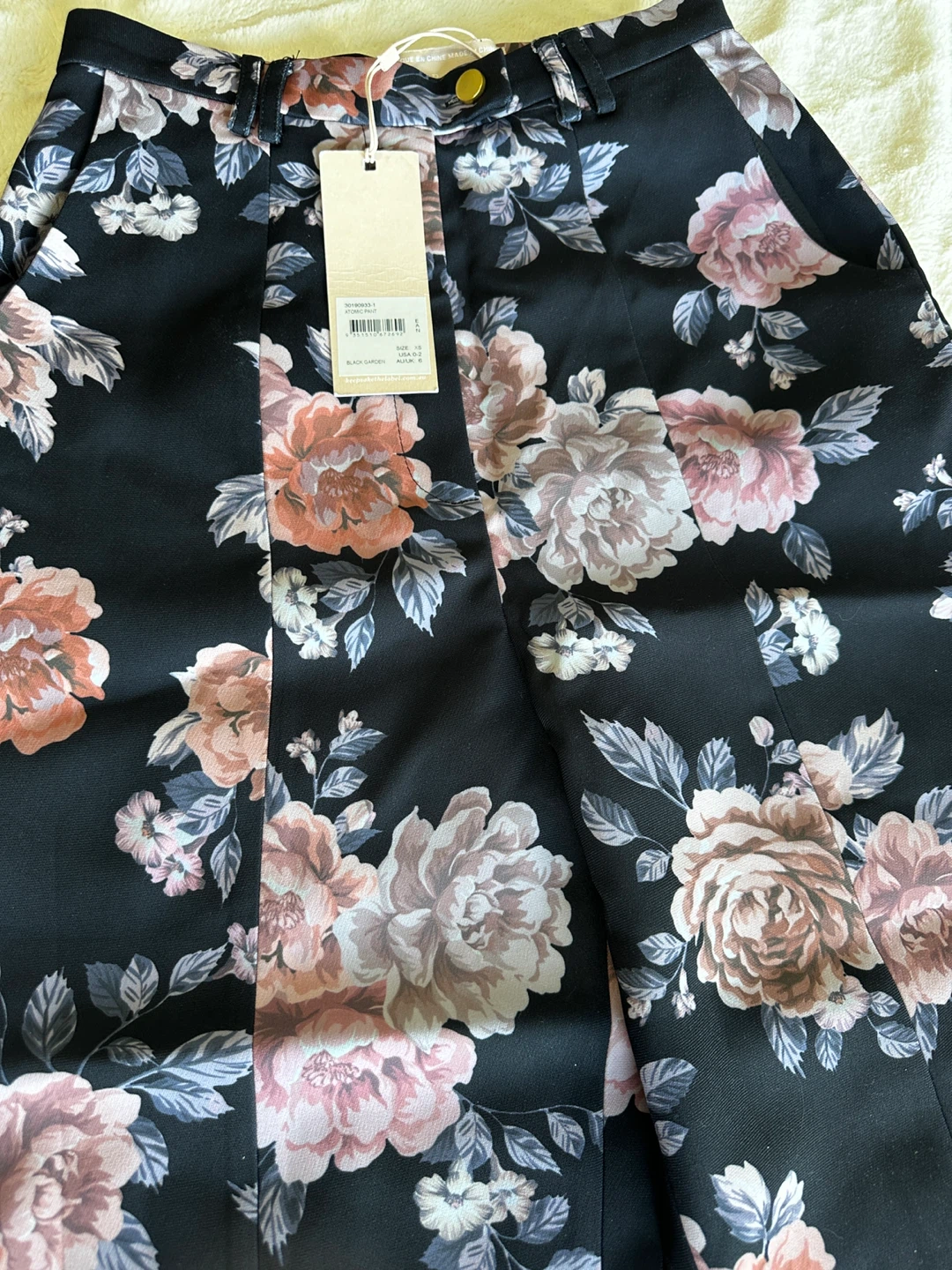 Black Floral Wide Leg Pants - photo 2