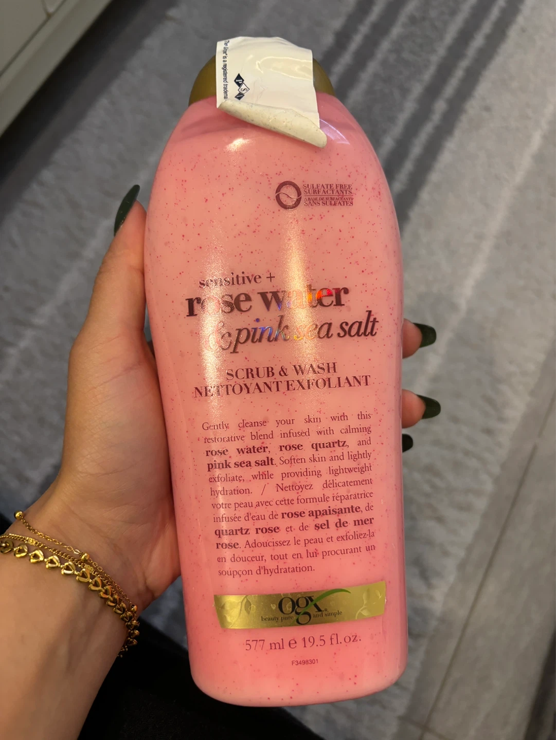 OGX Rose Water & Pink Sea Salt Scrub & Wash 19.5 fl oz
