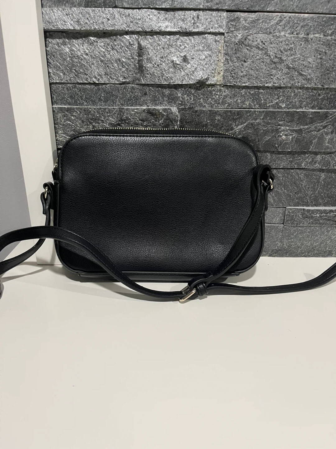 Black Faux Leather Crossbody Bag