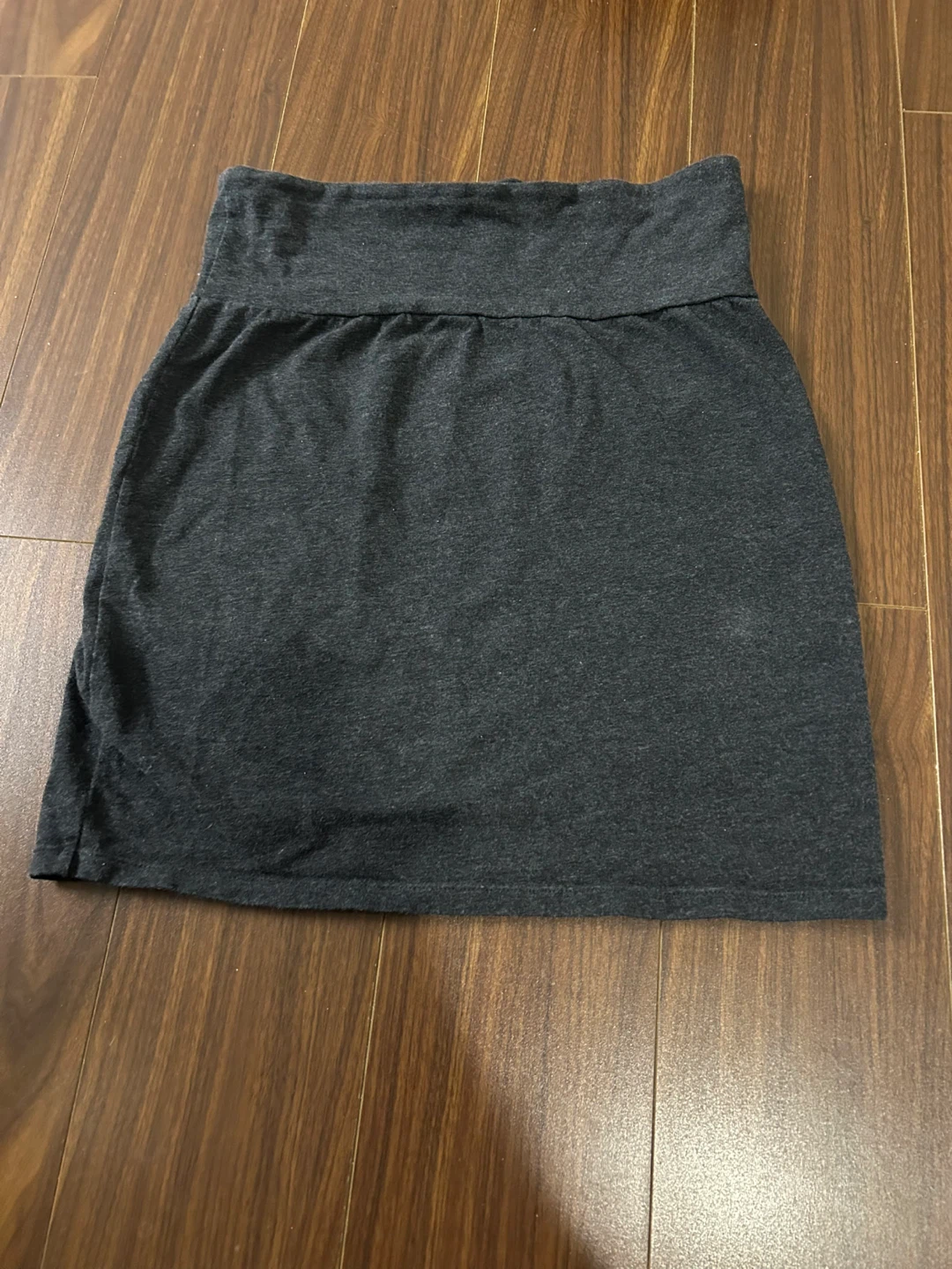 Charcoal Grey Jersey Knit Mini Skirt