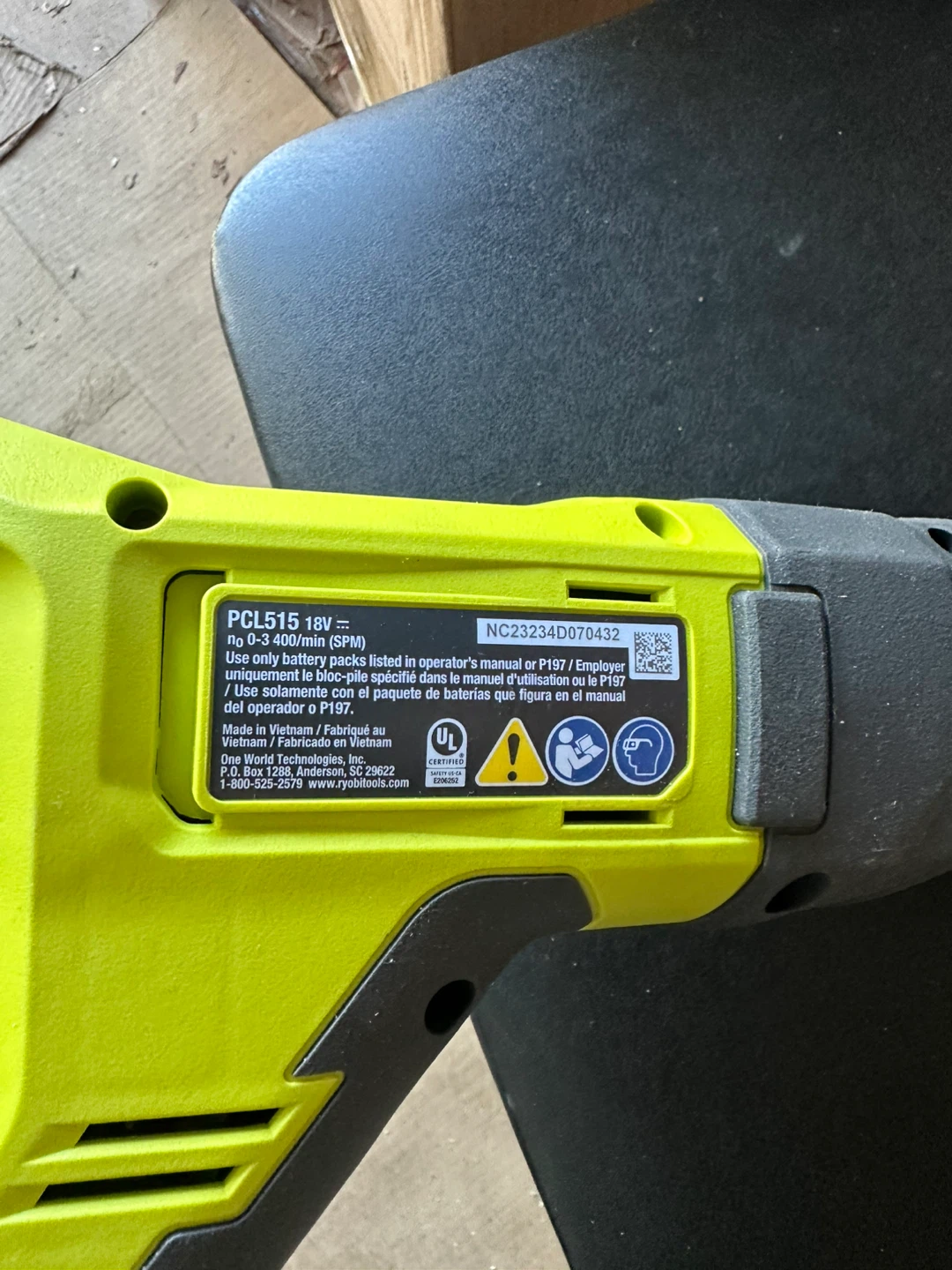 Ryobi PCL515 18V Reciprocating Saw - photo 2