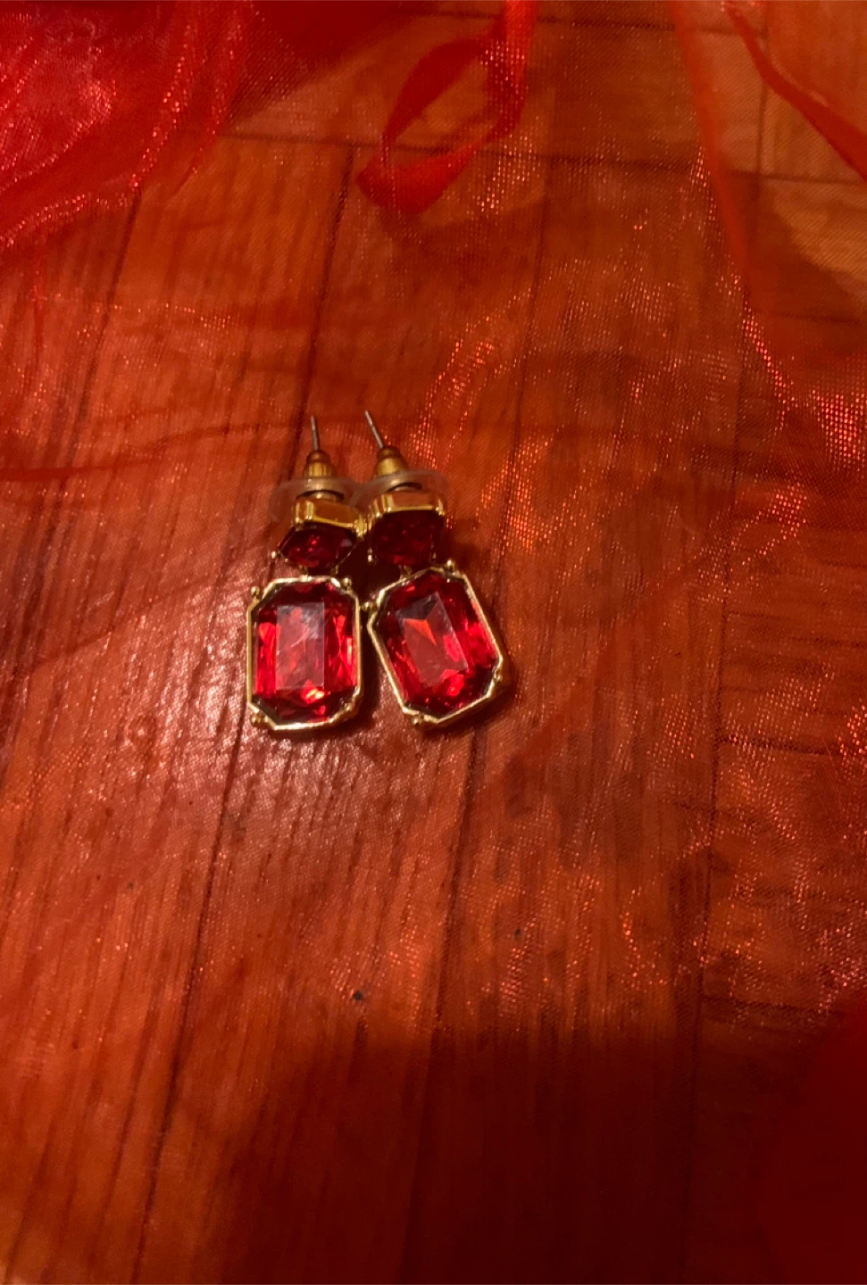$8 for Red Gemstone Dangle Earrings