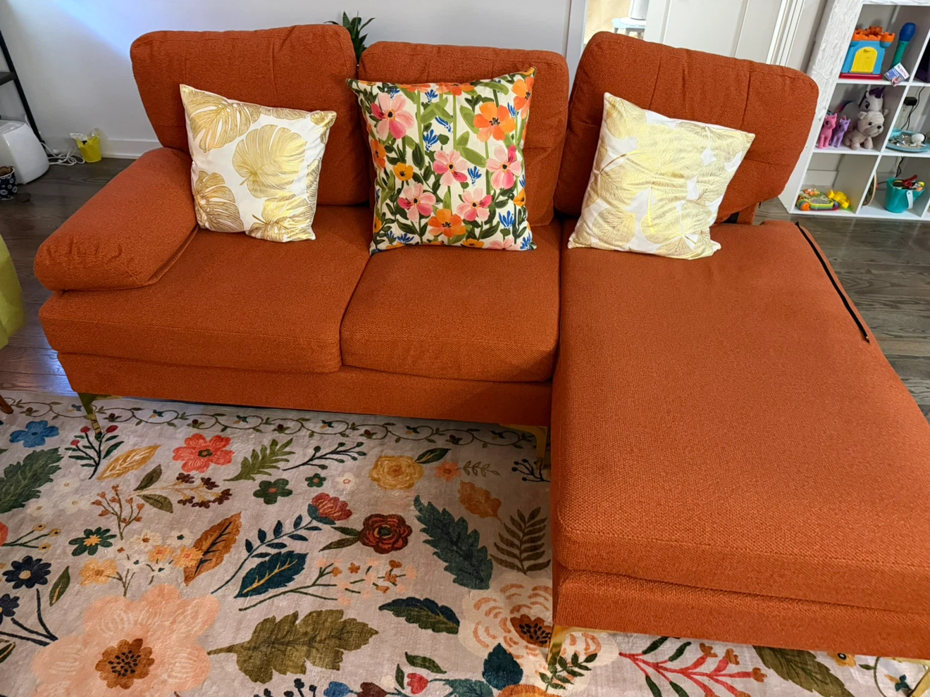 Orange Sectional Couch - photo 2