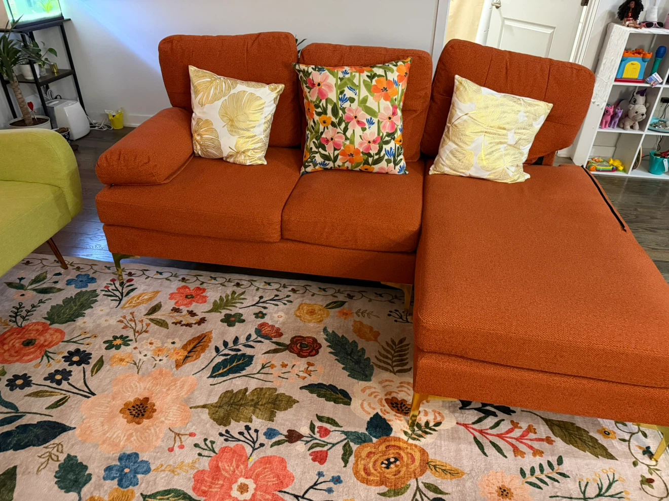 Orange Sectional Couch - photo 3