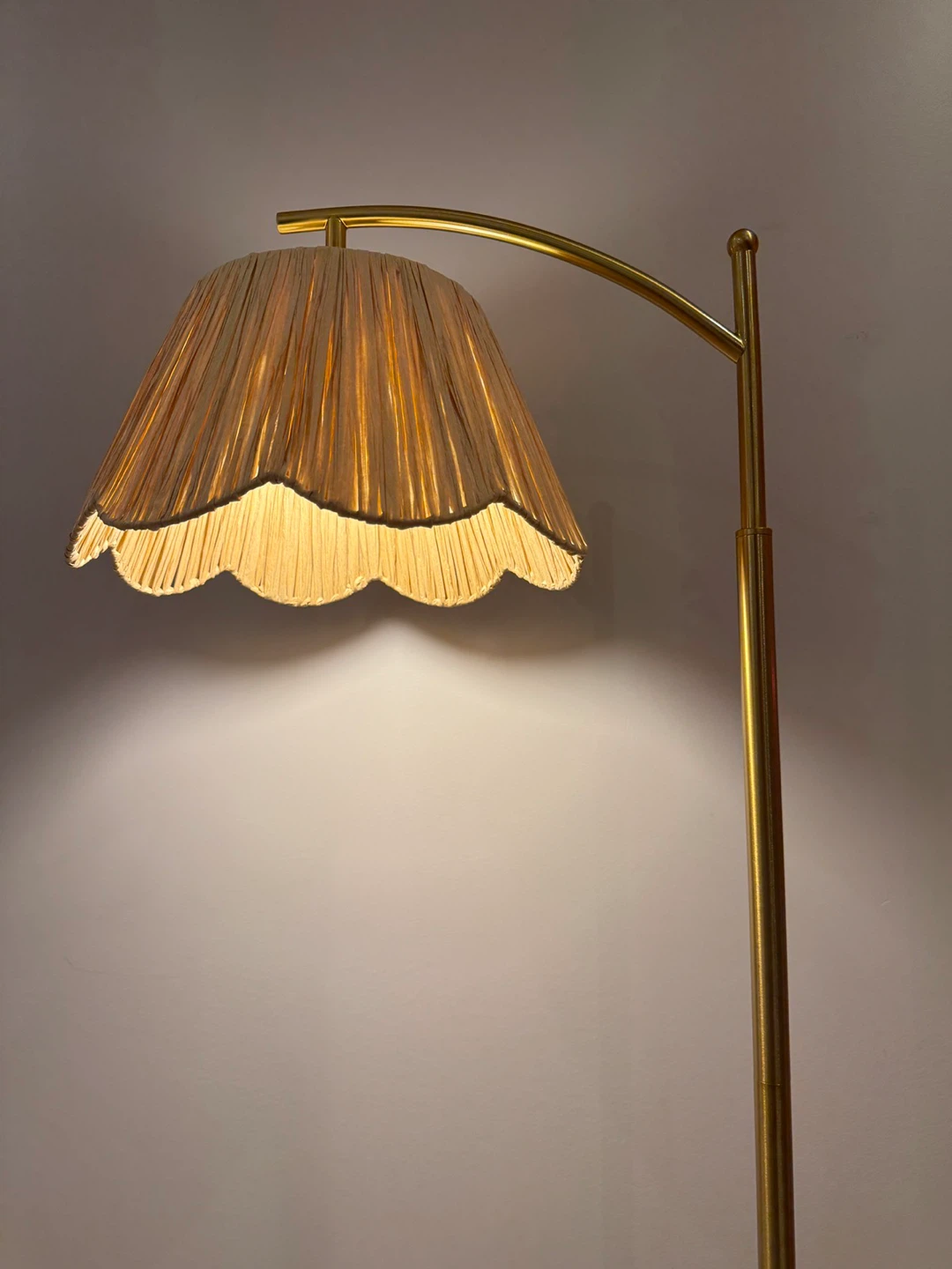 Gold Arc Floor Lamp with Textured Shade - photo 2