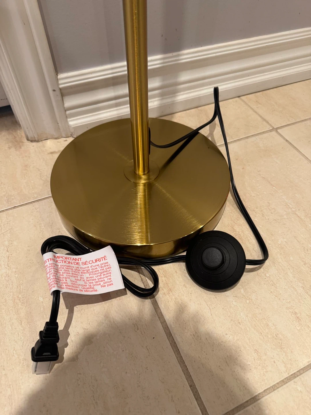 Gold Arc Floor Lamp with Textured Shade - photo 3