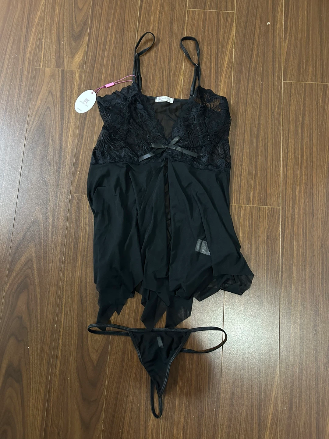 Black Lace Babydoll Lingerie Set - photo 2