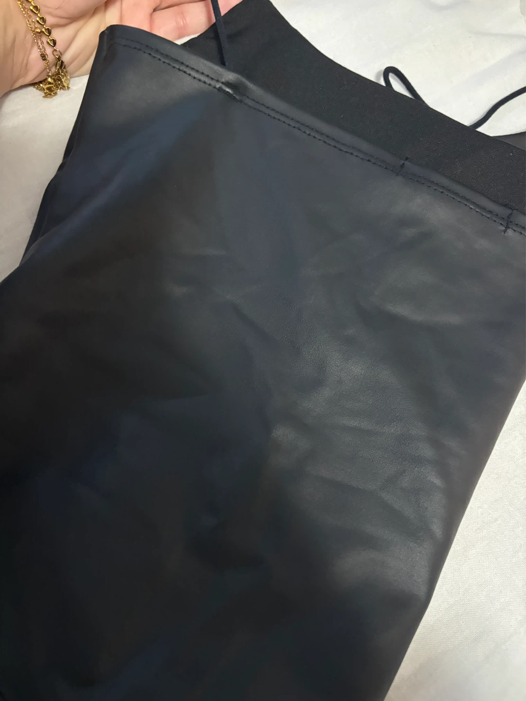 Black Faux Leather Bodysuit - photo 2