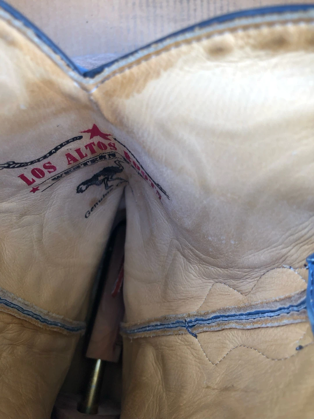 Los Altos Genuine Ostrich Cowboy Boots - Blue - photo 3