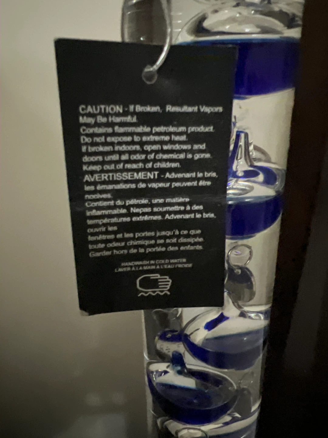 Galileo Thermometer with Blue Liquid Balls - photo 3