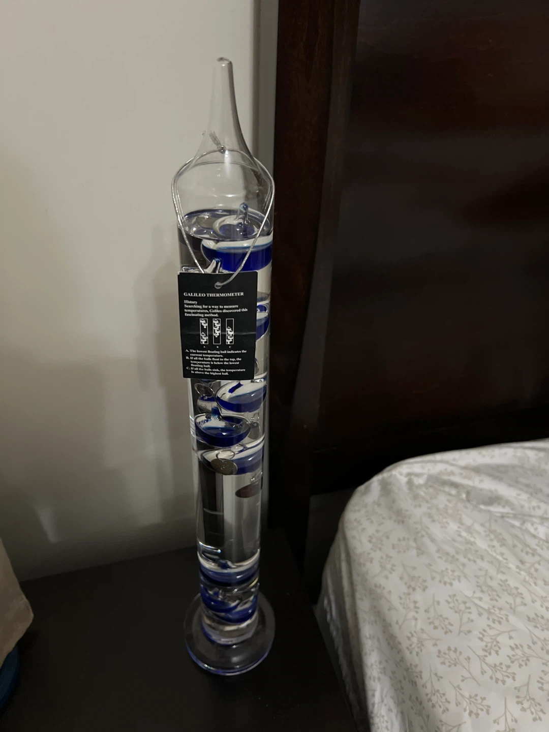 Galileo Thermometer with Blue Liquid Balls